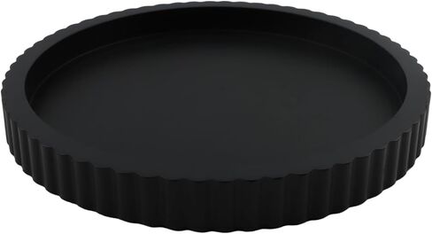 صينية ديكور لطاولة القهوة مقاس 11 بوصة، صواني تقديم ديكور منزلي خرسانية مستديرة سوداء لطاولة مميزة، طاولة وحدة التحكم للمطبخ، غرفة المعيشة، ديكور المنزل (أسود) in Kuwait