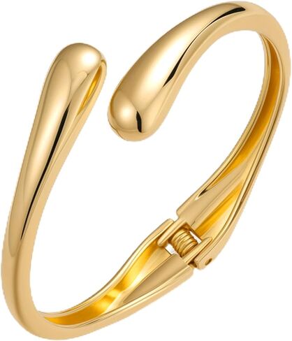 Yowivon أساور الذهب سوار للنساء، غير النظامية سوار الذهب مكتنزة دمعة موجة الملتوية يتوقف أساور مفتوحة الإسورة، غير تشويه 18K مطلية بالذهب سميكة الكفة الأساور هدايا المجوهرات العصرية in Kuwait