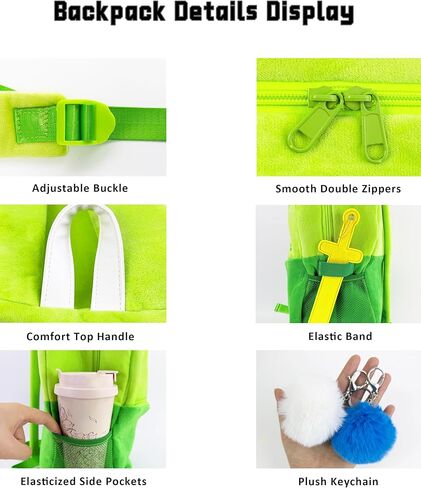 حقيبة ظهر خضراء مقاس 15.35 بوصة للزي البشري، حقيبة كرتونية خضراء هدايا هدايا شخصية وإكسسوارات تنكرية للبالغين in Kuwait