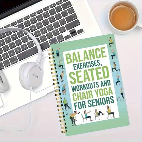 Chair Yoga Practice Notebook for Seniors – 50-Page Spiral-Bound Sitting Exercise Guide with Flexibility & Balance Tracking, Ideal for Home or Group Use in Saudi Arabia