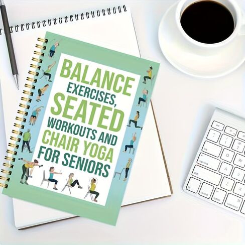Chair Yoga Practice Notebook for Seniors – 50-Page Spiral-Bound Sitting Exercise Guide with Flexibility & Balance Tracking, Ideal for Home or Group Use in Saudi Arabia