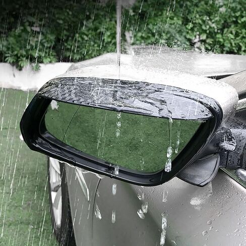 طقم غطاء مطر مرآة الرؤية الخلفية للسيارة من قطعتين من QILING لسيارة BYD Qin (2012-2022+)، واقي مطر مع مرآة مستديرة صغيرة، رؤية خلفية خارجية من ألياف الكربون ومرايا جانبية. in Kuwait