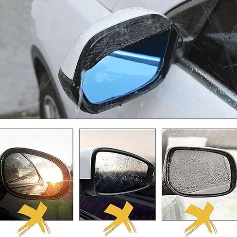 طقم غطاء مطر مرآة الرؤية الخلفية للسيارة من قطعتين من QILING لسيارة BYD Qin (2012-2022+)، واقي مطر مع مرآة مستديرة صغيرة، رؤية خلفية خارجية من ألياف الكربون ومرايا جانبية. in Kuwait