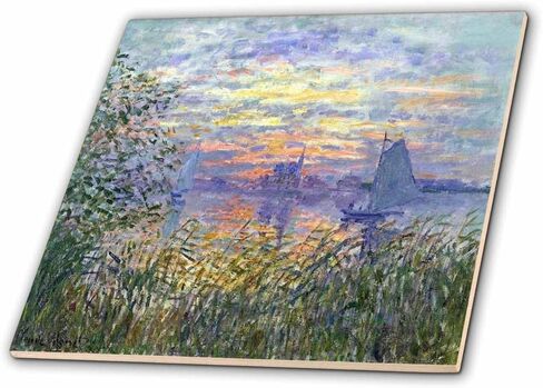 3dRose ct_203871_2 Print of Monet Painting Sunset on The Seine Ceramic Tile, 6" in Kuwait