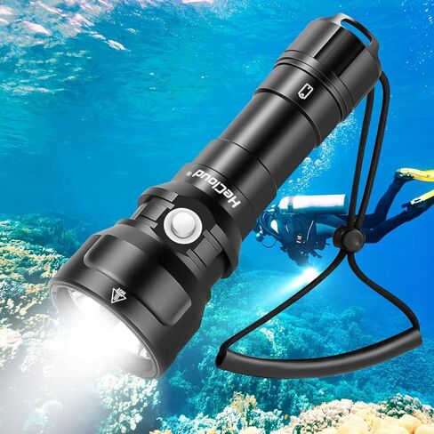 الغوص مصباح يدوي 7500 لومينز تحت الماء 492ft أضواء الغطس المهنية IPX8 للماء سوبر برايت PM70 LED الشعلة الغوص مع بطارية قابلة للشحن عالية السعة وشاحن in Kuwait