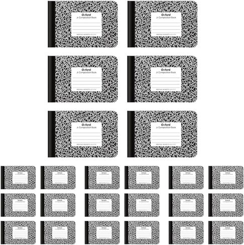 Oxford Jr. Composition Notebooks, School Supplies, Notebooks for School, Half Size, 4-7/8 x 7-1/2 Inches, Wide Ruled Paper, 80 Sheets, Kids Journal, Black Marble Covers, 6 Pack (63773) in Saudi Arabia