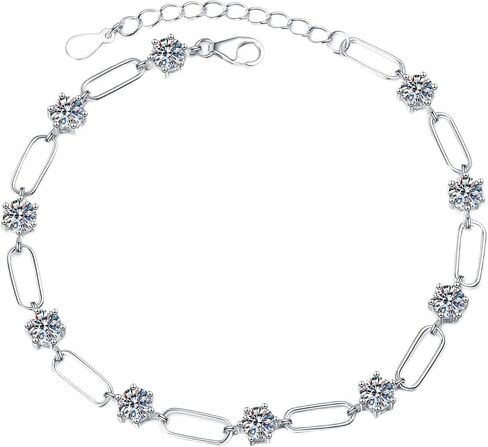Moissanite Silver Tennis Bracelet for Women, 3.0CT 10-Stone Moissanite Link Bracelet Hypoallergenic 925 Sterling Silver Adjustable 6.5-8 Inch, Spring Bridal Shower Gift for Her in Saudi Arabia