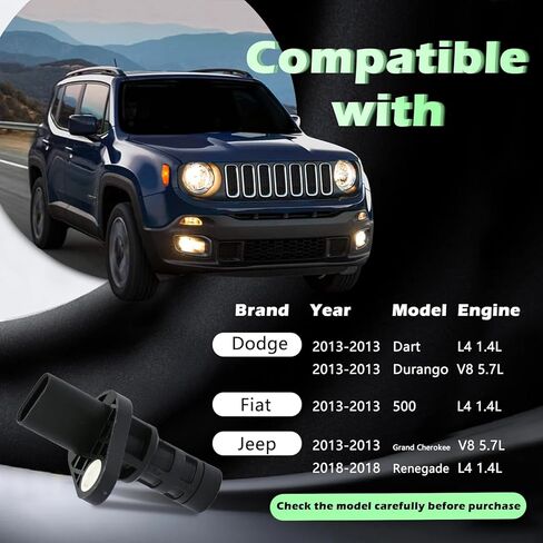 مستشعر موضع العمود المرفقي للمحرك L4 V8 1.4L متوافق مع دودج فيت لسيارة جيب لسيارة فيات 500 دارت رينيجيد تشالنجر دورانجو جراند شيروكي 13 18 2013 2018 يستبدل 68070490AB CSS1948 PC947 in Kuwait