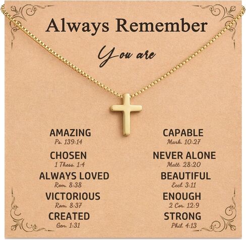 Tarsus Cute Tiny Cross Necklace - Always Remember You Are Loved - Christian Gifts Easter Stuffers Birthday Jewelry Inspirational Gifts for Teen Girls & Women in Saudi Arabia