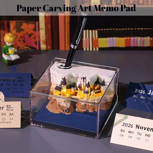 3D Desk Calendar 2026 Castle Shape Calendar 170 Sheets Tear off Calendar Memo Pad Creative DIY Paper Carving Sculpture Notepad for Home School Office Desktop Decoration Christmas Gifts in Kuwait