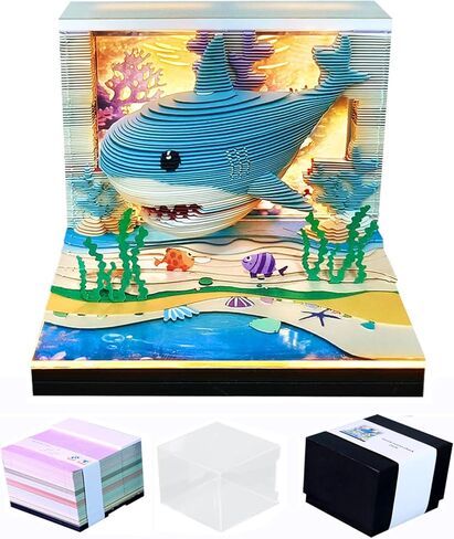 تقويم قطعة زمنية ثلاثية الأبعاد 2026 3D Tear Away Art Memo Pad تقويم مكتب المفكرة مع ضوء، تقويم فني ثلاثي الأبعاد هدية تزيين سطح المكتب لعيد الميلاد (الباندا اللطيفة) in Kuwait