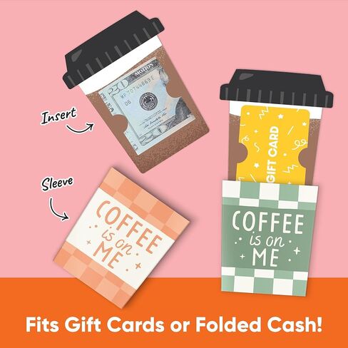 Big Dot of Happiness Coffee Assorted Coffee is on Me حاملي بطاقات الهدايا مع مظاريف وأكمام بطاقات هدايا تقدير الممرضة أو المعلم وحاملي الأموال النقدية، ولكن أول حزمة هدايا أنيقة للقهوة، مجموعة من 8 قطع in Saudi Arabia