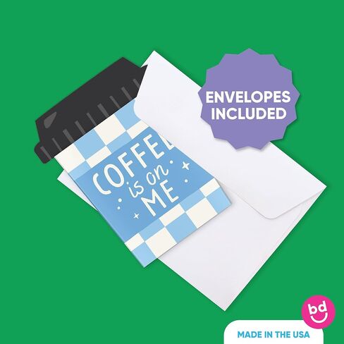 Big Dot of Happiness Coffee Assorted Coffee is on Me حاملي بطاقات الهدايا مع مظاريف وأكمام بطاقات هدايا تقدير الممرضة أو المعلم وحاملي الأموال النقدية، ولكن أول حزمة هدايا أنيقة للقهوة، مجموعة من 8 قطع in Saudi Arabia