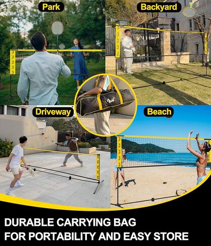 vssal 17ft المحمولة كرة الريشة بيكلبول للأطفال مجموعات الكرة الطائرة مع شبكة للساحات الخلفية، ارتفاع قابل للتعديل (7ft ماكس)، مضارب قائمة بذاتها مجموعة درب في الهواء الطلق in Kuwait