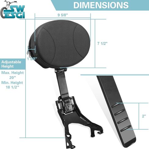 Detachable Adjustable Plug-in Driver Rider Backrest Compatible with Indian Motorcycles Chieftain Dark Horse Roadmaster Elite Springfield Chief Sissy Bar 2014-2025 (1 SET BACKREST) in Saudi Arabia