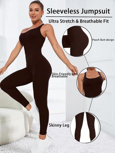 Women's Seamless Yoga Jumpsuit High Waisted Tummy Control One Piece Workout Bodysuit Camisole Fitness Pilates Romper in Saudi Arabia