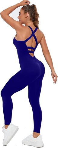 Women's Seamless Yoga Jumpsuit High Waisted Tummy Control One Piece Workout Bodysuit Camisole Fitness Pilates Romper in Saudi Arabia