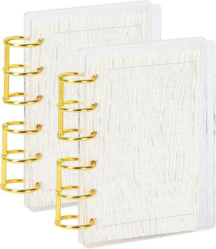 Koqye A7 Acrylic Notebook Binder 6 Ring, 2pcs Loose Leaf Personal Planner Binder 45 Sheets Refills Paper, Lay Flat Design, Gold Metal Round Ring(Rose) in Saudi Arabia