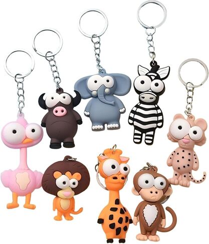 8 قطع من سلسلة مفاتيح الحيوانات الكرتونية اللطيفة، سحر حقيبة الحيوانات ذات العيون الكبيرة من السيليكون ثلاثية الأبعاد، حيوانات كرتونية مضحكة، هدايا حفلات البنات، هدية لعيد الفصح، عيد الميلاد، الحفلات، الذكرى السنوية in Kuwait