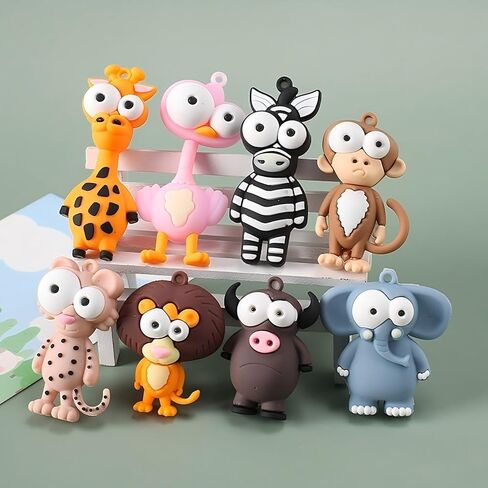8 قطع من سلسلة مفاتيح الحيوانات الكرتونية اللطيفة، سحر حقيبة الحيوانات ذات العيون الكبيرة من السيليكون ثلاثية الأبعاد، حيوانات كرتونية مضحكة، هدايا حفلات البنات، هدية لعيد الفصح، عيد الميلاد، الحفلات، الذكرى السنوية in Kuwait