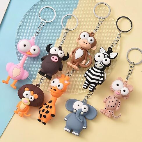 8 قطع من سلسلة مفاتيح الحيوانات الكرتونية اللطيفة، سحر حقيبة الحيوانات ذات العيون الكبيرة من السيليكون ثلاثية الأبعاد، حيوانات كرتونية مضحكة، هدايا حفلات البنات، هدية لعيد الفصح، عيد الميلاد، الحفلات، الذكرى السنوية in Kuwait