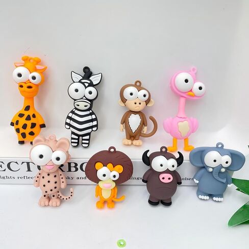 8 قطع من سلسلة مفاتيح الحيوانات الكرتونية اللطيفة، سحر حقيبة الحيوانات ذات العيون الكبيرة من السيليكون ثلاثية الأبعاد، حيوانات كرتونية مضحكة، هدايا حفلات البنات، هدية لعيد الفصح، عيد الميلاد، الحفلات، الذكرى السنوية in Kuwait