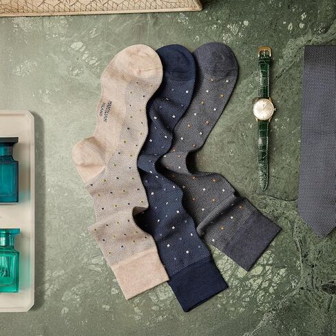 Marcoliani Milano Mens Dress Socks - Contemporary Dots Elegance | Essence of Cotton in Saudi Arabia