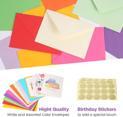 100 Unique Birthday Cards with Envelopes - Assorted Happy Birthday Cards, 4 x 6 inches, Envelopes & Stickers in Bulk Boxed Set in Kuwait