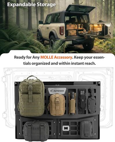 طاولة الباب الخلفي مع لوحة مولي متوافقة مع Ford Bronco 2/4 Door 2021 2022 2023 2024 2025، رف تخزين للباب الخلفي بطبقة مزدوجة قابل للطي، تم تجميعه مسبقًا (غير مناسب لرياضة برونكو) in Kuwait