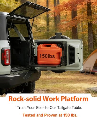 طاولة الباب الخلفي مع لوحة مولي متوافقة مع Ford Bronco 2/4 Door 2021 2022 2023 2024 2025، رف تخزين للباب الخلفي بطبقة مزدوجة قابل للطي، تم تجميعه مسبقًا (غير مناسب لرياضة برونكو) in Kuwait