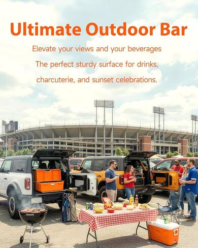 طاولة الباب الخلفي مع لوحة مولي متوافقة مع Ford Bronco 2/4 Door 2021 2022 2023 2024 2025، رف تخزين للباب الخلفي بطبقة مزدوجة قابل للطي، تم تجميعه مسبقًا (غير مناسب لرياضة برونكو) in Kuwait