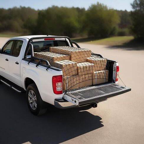 شبكة شحن شديدة التحمل لسرير شاحنة الالتقاط، مقاس 4 × 6 بوصة، تمتد إلى 8 × 12 بوصة، شبكة بنجي من اللاتكس مقاس 4 × 4 بوصة مع 12 حلقة تسلق معدنية، متوافقة مع دودج رام، تشيفي، فورد، تويوتا، فان مقطورة in Kuwait