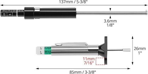 QWORK Car Brake Pad Thickness Gauge Measure Tool 1.5mm-11mm and Tire Tread Depth Gauge with 0-1 Inch Calibration Range in Saudi Arabia
