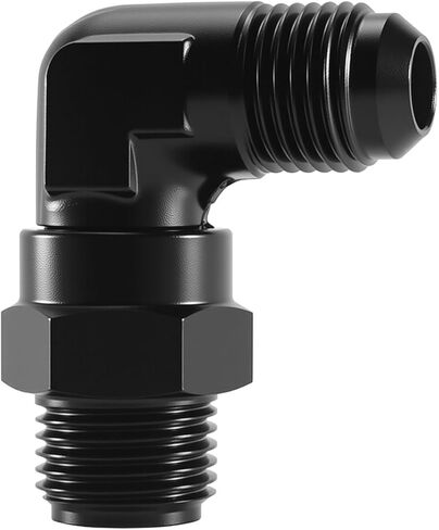 6AN Male Flare to 5/8-18 Inverted Flare Swivel Adapter Fitting 90 Degree Aluminum, Black in Saudi Arabia