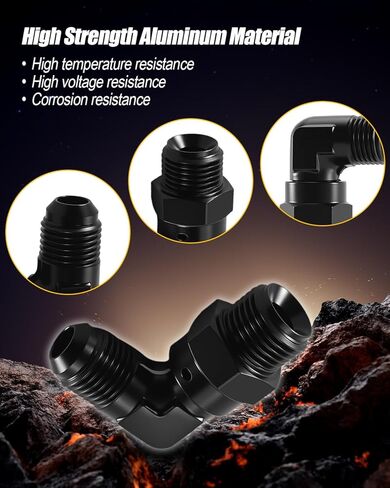 6AN Male Flare to 5/8-18 Inverted Flare Swivel Adapter Fitting 90 Degree Aluminum, Black in Saudi Arabia
