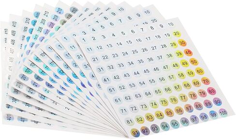 10 Sheets Number Stickers 1-100, Self-Adhesive Small Round Office Labels and Stickers, Reflective Laser Numbered Stickers for Inventory Storage, Nail Polish Bottles, Swatch Sticks, and Lipsticks in Saudi Arabia