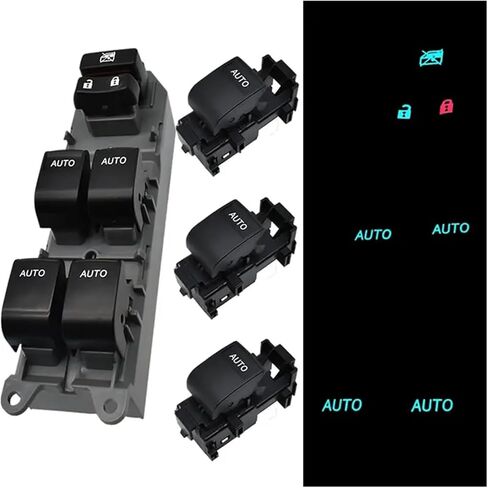مجموعة مفاتيح نافذة واحدة LED مضاءة أوتوماتيكية بالكامل متوافقة مع Toyota RAV4 4 Camry Corolla Auris Urban Cruiser 2007-2013 (الضوء الأزرق الجليدي A) in Kuwait