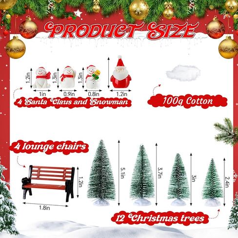 Soaoo 29 Pcs Ceramic Christmas Village Set 8 Led Village Houses 12 Christmas Trees 4 Snowmen 4 Benches and Fake Snow; White Porcelain House Xmas Tabletop Scenes Decoration in Saudi Arabia