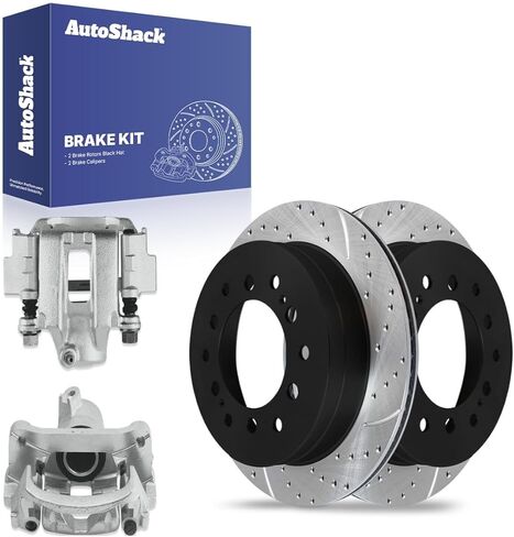 AutoShack 12.28 بوصة (312 مم) دوارات فرامل خلفية بفتحات تهوية + استبدال الفرجار لـ 2003-2009 Toyota 4Runner 2007-2009 Toyota FJ Cruiser 4-PC طقم فرامل in Kuwait