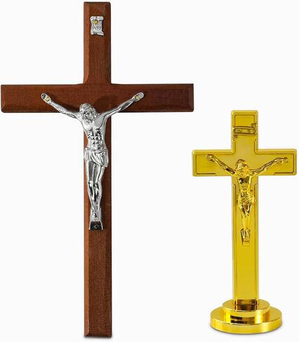 XIPENGKEJI صليب خشبي للجدار، يمكن استخدامه لفن الجدار المسيحي، ديكور صليب يسوع، ديكور مثالي، صليب كاثوليكي لتزيين المنزل من أجل الارتقاء الروحي، هدايا مسيحية - 7.87 بوصة × 4.5 بوصة (أسود وذهبي) in Kuwait