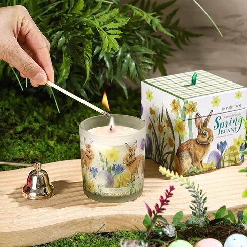 ROMIIE ZOI Easter Scented Candle - 6oz Soy Wax Candle, Sping Bunny, Infused with Garden Bunny Aroma - Gift Box Packaged for Easter Gift in Kuwait