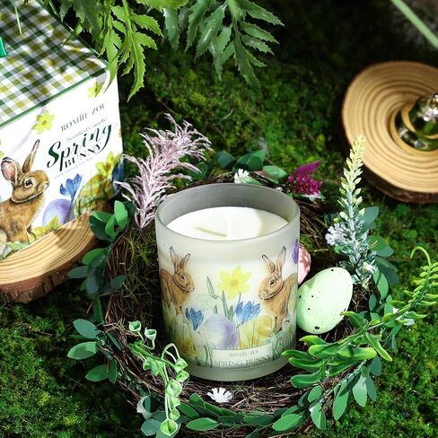 ROMIIE ZOI Easter Scented Candle - 6oz Soy Wax Candle, Sping Bunny, Infused with Garden Bunny Aroma - Gift Box Packaged for Easter Gift in Kuwait