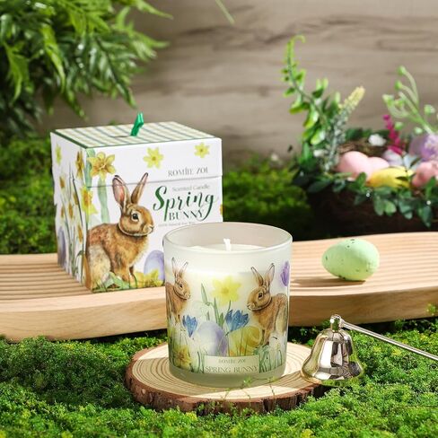ROMIIE ZOI Easter Scented Candle - 6oz Soy Wax Candle, Sping Bunny, Infused with Garden Bunny Aroma - Gift Box Packaged for Easter Gift in Kuwait