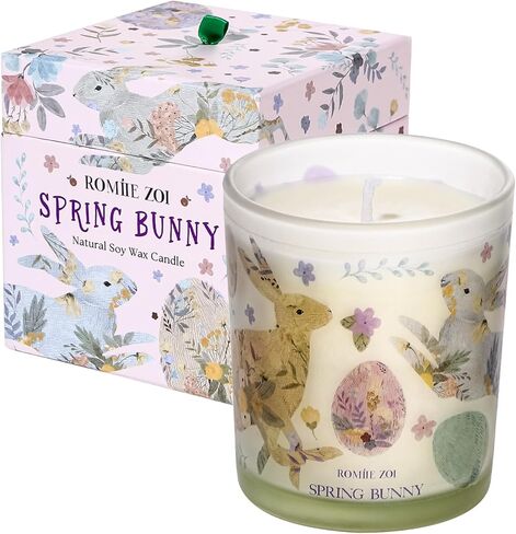 ROMIIE ZOI Easter Scented Candle - 6oz Soy Wax Candle, Sping Bunny, Infused with Garden Bunny Aroma - Gift Box Packaged for Easter Gift in Kuwait