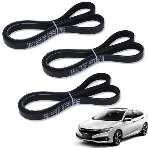 3-Pack 4PK800 4PK850 4PK825 Serpentine Belt Kit, Fit for Honda Civic 1996-2000 A/C, Power, Steering, Alternator Drive Belt Pulley Set Replacement, Durable in Saudi Arabia