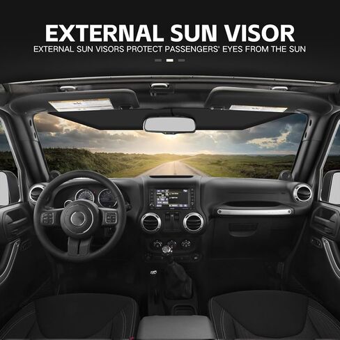 غطاء إطار الزجاج الأمامي من أجل Wrangler JK Mad Max Roof Sun Visor Body Armor متوافق مع 2007-2018 Jeep Wrangler JK JKU مع 4 مصابيح LED، واقي أمامي لحامل الزجاج الأمامي in Saudi Arabia