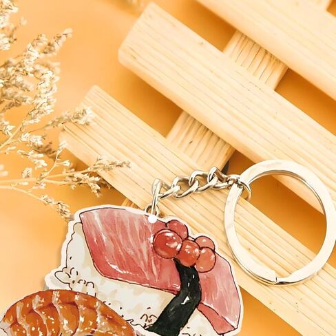 18 Pack Sushi Keychains Japanese Kawaii Fake Food Trinkets - Acrylic Yummy Sushi Keychain Gift Perfect For Lover Accessories,Asian Food Charm Decor, Purse Bag Decoration, Keychain Gift Set in Saudi Arabia
