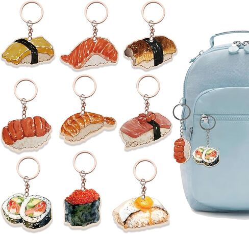 18 Pack Sushi Keychains Japanese Kawaii Fake Food Trinkets - Acrylic Yummy Sushi Keychain Gift Perfect For Lover Accessories,Asian Food Charm Decor, Purse Bag Decoration, Keychain Gift Set in Saudi Arabia