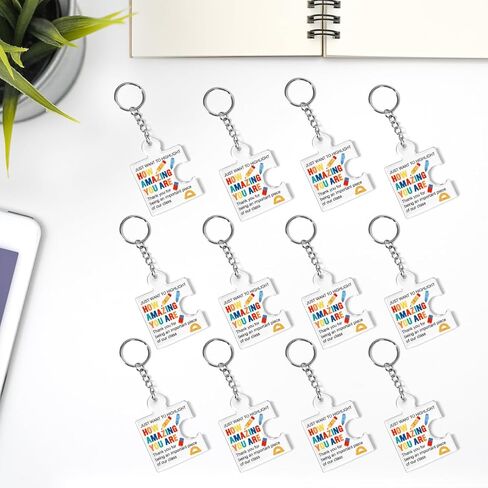 Set of 12 Inspirational End of Year Student Gifts from Teacher Bulk Gift Set Acrylic Keyrings Puzzle Piece Keychains in Saudi Arabia