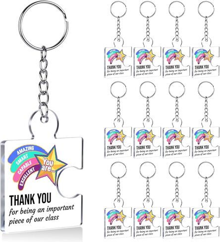 Set of 12 Inspirational End of Year Student Gifts from Teacher Bulk Gift Set Acrylic Keyrings Puzzle Piece Keychains in Saudi Arabia